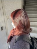 20代30代ラベンダーピンクブリーチなし透明感くびれボブ外ハネ