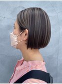 外国人風/ハイライト/切りっぱなしボブ/ボブ/ハイトーンカラー