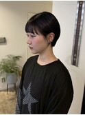 シースルーマッシュハイライトセミロングブリーチなしカラーボブ