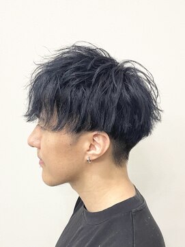 フラグス(FLAGS) メンズカット×ブリーチカラー×ブルーブラック×ツーブロ