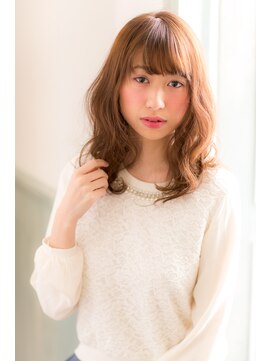 ヘアーアートシフォン 川口東口店(hair art chiffon) モーブカラー&セミウェットなワイドバングなくびれミディ 川口