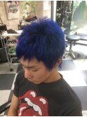 メンズパンクロックショートウルフ青髪TRICKstyle！