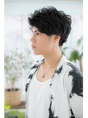 黒髪ナチュラルアッシュアップバングくせ毛ショートb1