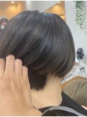 大人可愛い20代30代40代黒髪前下がりショートボブ丸みショート◎