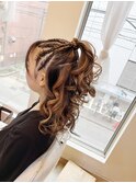 コーンロウハーフアップアレンジ【ヘアセット/立川/立川/浴衣】