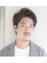 ルルディ バイ アフロディーテ銀座(luludi by APHRODITE)&nbsp;ブルーブラック/刈り上げセンターパート/フェザーパーマ/銀座