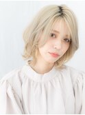 外ハネプラチナカラー外国人風ラフボブウルフc古河10代20代30代