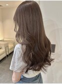 4683透明感グレージュカラー艶髪ワンホンヘア韓国レイヤーロング