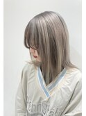 大人可愛いふんわりカールミストバング外国人風カラーブリーチ