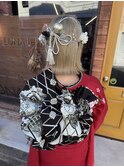 成人式 ヘアセット ボブ ブリーチ 20代 ダブルカラー