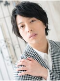 20代30代波打ちパーマブラック斜めバングショートj与野