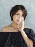 ４０代ショートボブ/ニュアンスパーマ