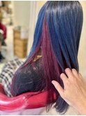 白髪ぼかし×トップブルーブラック×インナーピンク