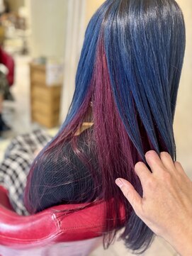 マイノリティー(Minority Produced By TOPHAIR) 白髪ぼかし×トップブルーブラック×インナーピンク