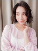 韓国巻きデジタルパーマ黒髪かきあげゆるふわボブZ浦和20代30代