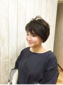 30代40代大人可愛いアッシュカラー立体感ショートボブ