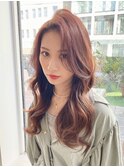 大人可愛いチェリーブラウン 大きめカール 小顔レイヤー (A-32)
