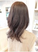 福山市美容室Caary人気柔らかブラウン レイヤーセミロング