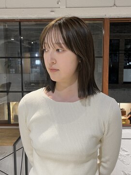 コフィー バイ メルト 吉祥寺(cofy by melt) 【中澤彩乃】切りっぱなしボブオリーブベージュブリーチなし前髪