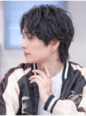 アッシュブラック/マッシュパーマ/刈り上げ/ツーブロック