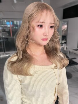 ランテルディ 渋谷(LANTERDIT) ベージュブロンド シースルーバンク ブリーチ ハイトーン 艶髪