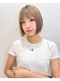 大人可愛い/ショートボブ/ミニボブ/切りっぱなしボブハイトーン