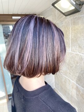 ル クール 青葉台(Le couel) ナチュラルボブ×ハイライト×N.チェリーピンク