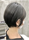 ひし形ショートボブ丸みショートグレイアッシュマッシュショート