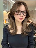 韓国ヘアイメチェンハッシュカット似合わせカットレッドブラウン
