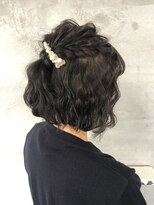 岡田≫結婚式ボブヘアセットハーフアップ