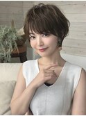 前髪あり耳掛け丸みくびれ大人ショートボブ20代30代40代50代＊