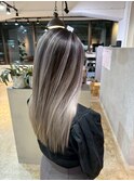 contrast gray balayage
