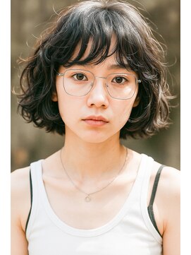 ラレイ ハラジュク(Lalei harajuku) 原宿大人ボブ黒髪カールウェーブボブパーマスパイラルパーマ