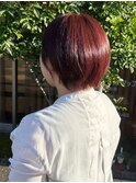 大人可愛い/ツヤボブ/丸みショートボブ/ボルドー/レッドブラウン