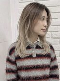 ロングレイヤーカットウルフカットミルクティーカラー/池袋東口