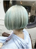 パステルグリーン×グラデーションボブ　a Gland梅田本店