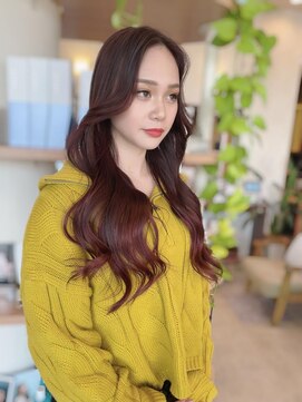 ヘアメイク ミチ 富田店(HAIRMAKE MICHI) 【MICHI 富田店 古作蓮】艶カラー チェリーブラウン
