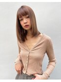韓国ヘア ロングヘア レイヤーカット 前髪カット くびれ巻き