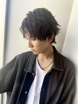 ジェイ エヌ バイ ネオリーブ(J/N by neolive) メンズミディアムゆる波巻きパーマセンターパート