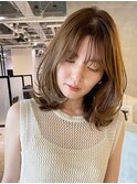 レイヤーカット_斜めバンググレージュカラー_9312