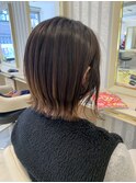 大人かわいい小顔外ハネミディアムボブ前髪なし20代30代40代50代