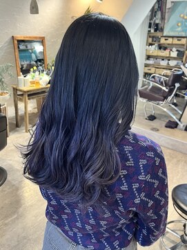 ロア インターナショナル 新宿店(LoA International) 【LoA】艶髪イメチェン初ブリーチネイビーラベンダーグラデ