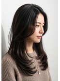 ロングレイヤー30代40代50代フェイスレイヤー暗髪髪質改善