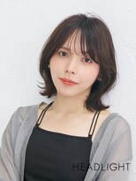 ソーエン バイ ヘッドライト 札幌琴似店(soen by HEADLIGHT)&nbsp;ミディアムレイヤーボブ×小顔×オリーブグレーブラウン/黒髪