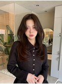 グレージュブルージュ艶髪スタイル小顔ヘアレイヤーカット