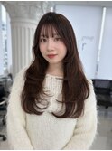 美髪レイヤーカット/顔まわりレイヤー/ストレートロングレイヤー