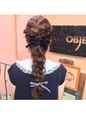 ロング三つ編みヘアアレンジ