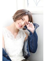 ヘアアンドケア エジェリラボ(hair&care egerie lab)&nbsp;ミルクティーカラー☆エアリーショートボブ
