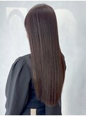暗髪オリーブブラウン_グレーベージュレイヤーロング_ba458031