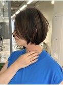 くびれショートボブ40代50代グレイカラー白髪染め白髪ぼかし